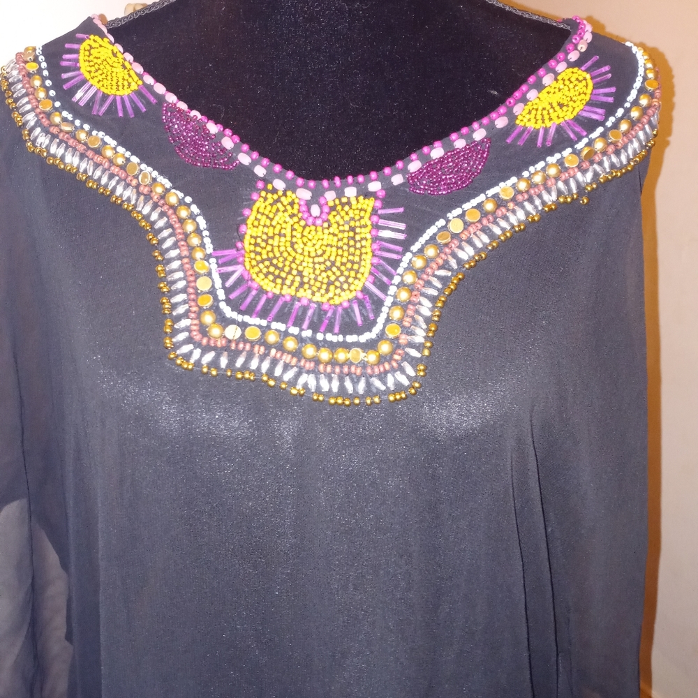 Ashley Stewart Sheer Bathing Coverup w/ Beadwork